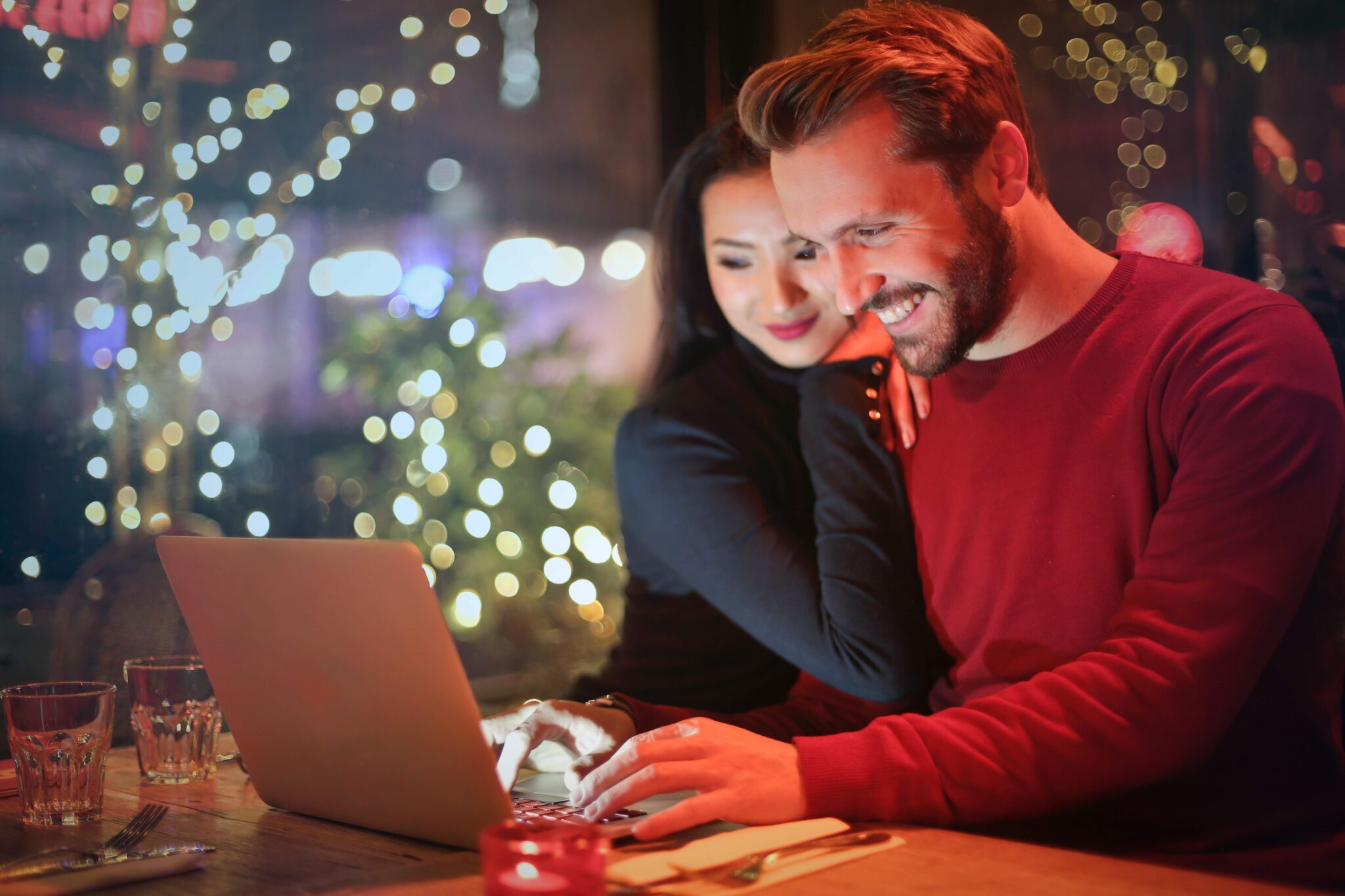 Couple Looking At Screen